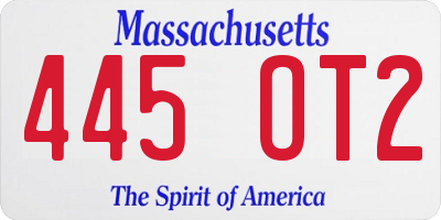 MA license plate 445OT2
