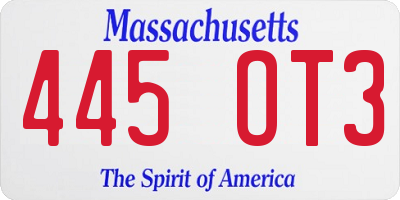 MA license plate 445OT3