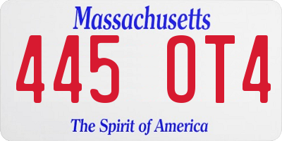 MA license plate 445OT4