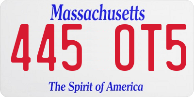 MA license plate 445OT5