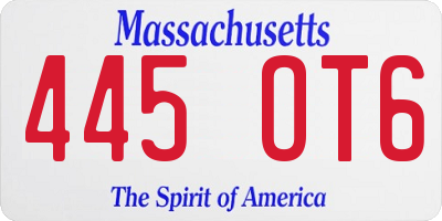 MA license plate 445OT6