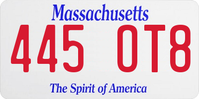 MA license plate 445OT8