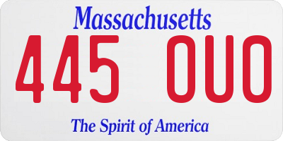 MA license plate 445OU0