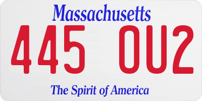 MA license plate 445OU2