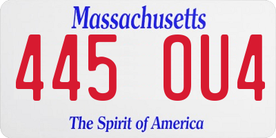 MA license plate 445OU4