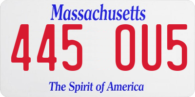 MA license plate 445OU5