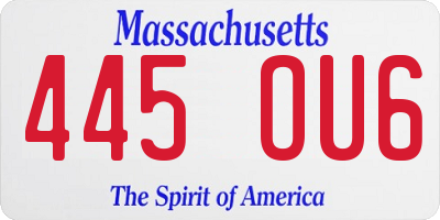 MA license plate 445OU6