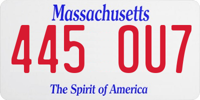 MA license plate 445OU7