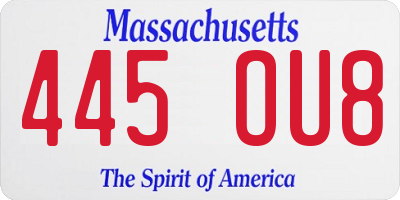 MA license plate 445OU8