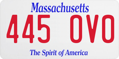 MA license plate 445OV0