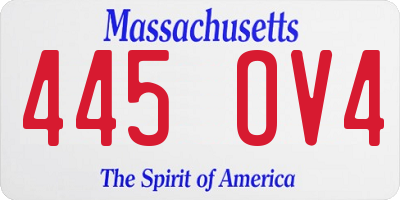 MA license plate 445OV4