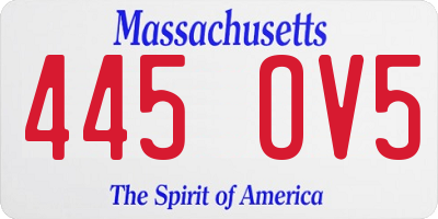 MA license plate 445OV5
