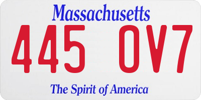 MA license plate 445OV7