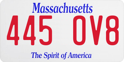 MA license plate 445OV8