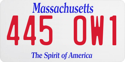MA license plate 445OW1