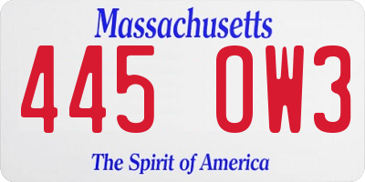MA license plate 445OW3