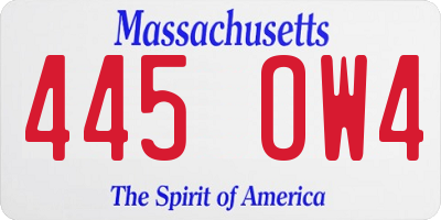 MA license plate 445OW4