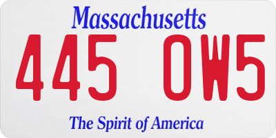 MA license plate 445OW5