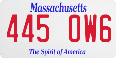 MA license plate 445OW6