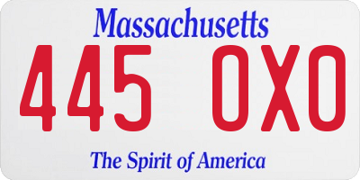 MA license plate 445OX0
