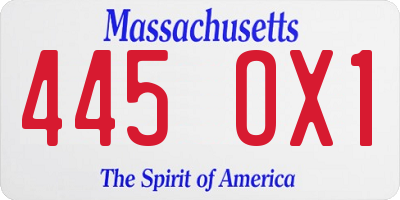 MA license plate 445OX1