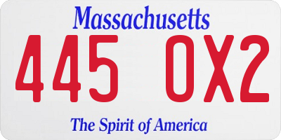 MA license plate 445OX2