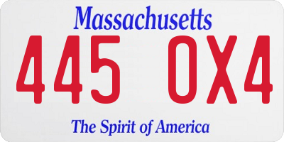 MA license plate 445OX4