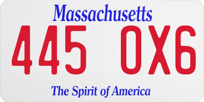 MA license plate 445OX6