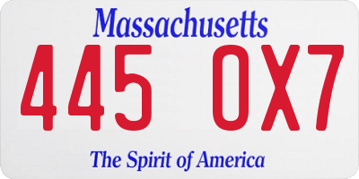 MA license plate 445OX7