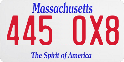 MA license plate 445OX8