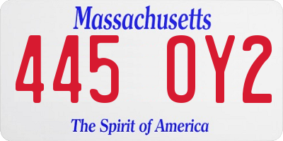 MA license plate 445OY2