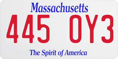 MA license plate 445OY3