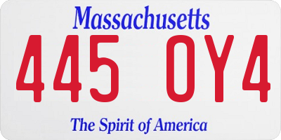 MA license plate 445OY4