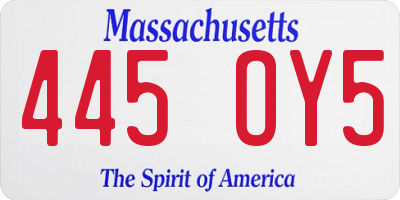 MA license plate 445OY5