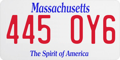 MA license plate 445OY6