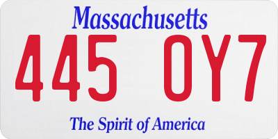 MA license plate 445OY7