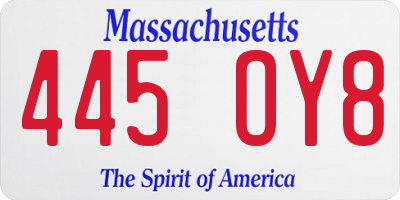 MA license plate 445OY8