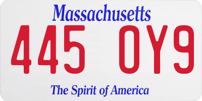 MA license plate 445OY9