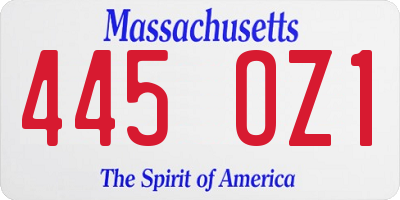 MA license plate 445OZ1