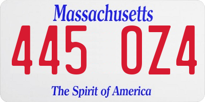 MA license plate 445OZ4