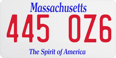 MA license plate 445OZ6