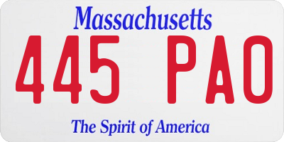 MA license plate 445PA0