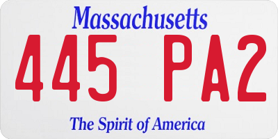 MA license plate 445PA2