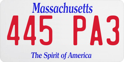 MA license plate 445PA3
