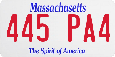 MA license plate 445PA4