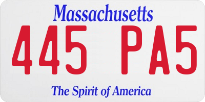 MA license plate 445PA5