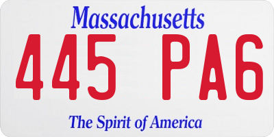 MA license plate 445PA6