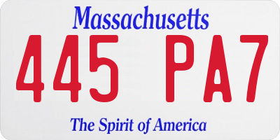 MA license plate 445PA7