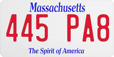 MA license plate 445PA8