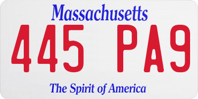 MA license plate 445PA9